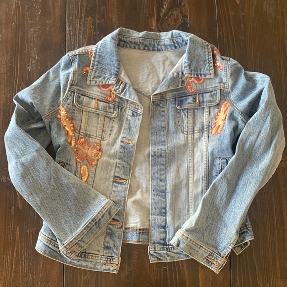 One of a Kind, Embellished, No Buttons Jean Jacket - Picture 1 of 6